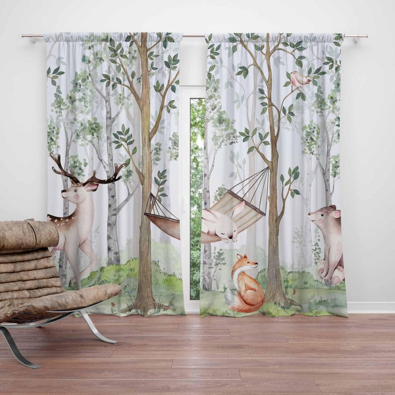 Baby Nursery Curtains - ستائر حيوانات الغابات ستائر غرفة نوم