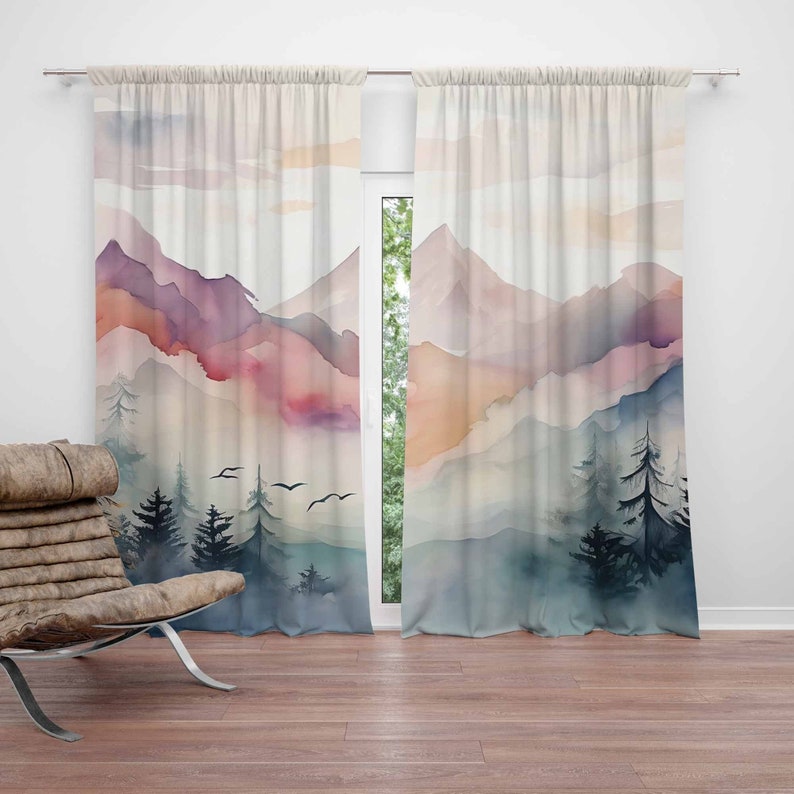 Baby Nursery Curtains - ستائر حضانة الغابات الجبلية ستائر غرفة