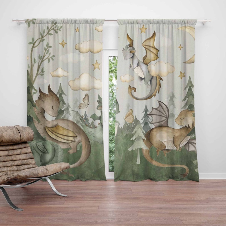 Baby Nursery Curtains - التنين الصغير الحضانة الستائر الحيوان الاطفال
