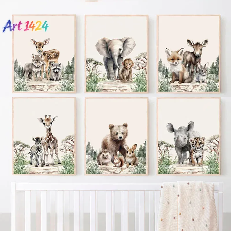 Baby Nursery Giraffe - قطعة واحدة (بدون إطار) لوحة فنية