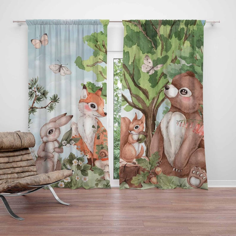 Baby Nursery Curtains - ستائر حيوانات الغابة ستائر غرفة نوم