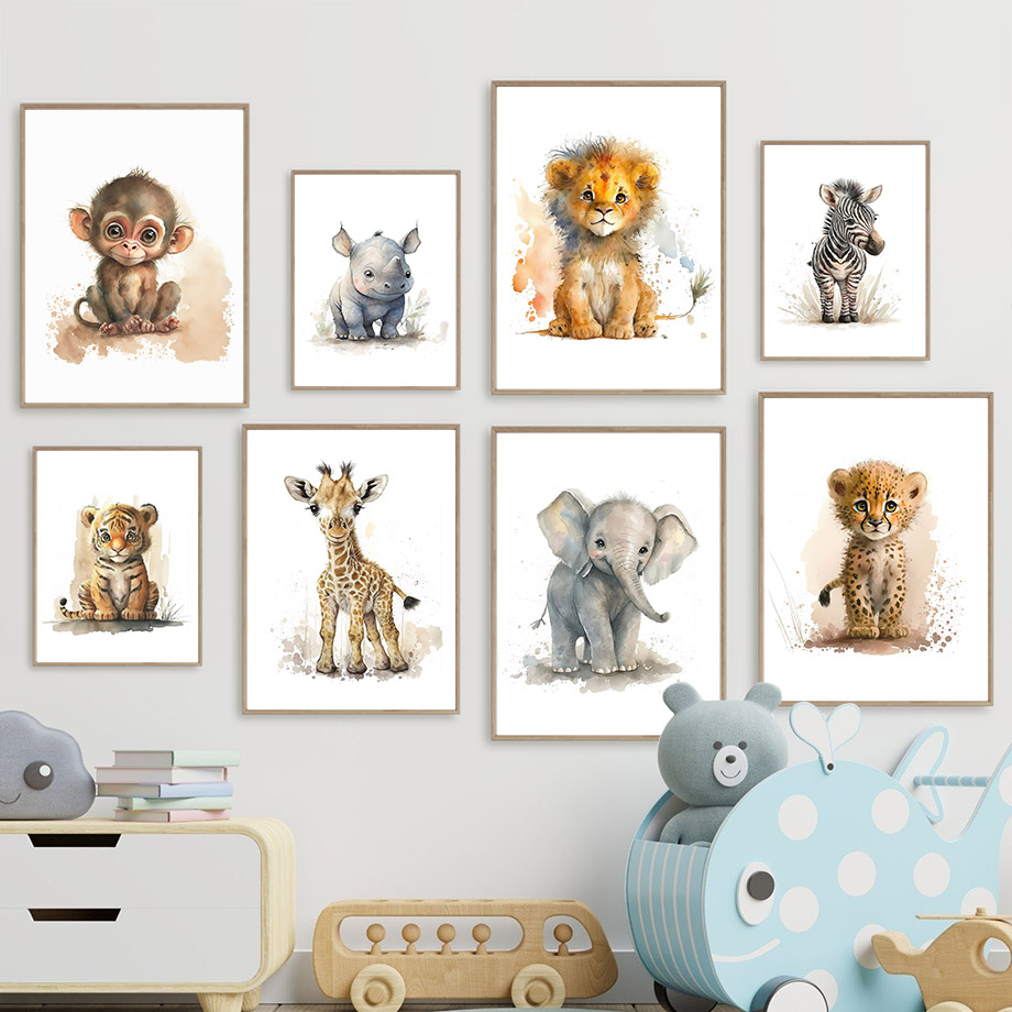 Baby Nursery Giraffe - حيوانات الحضانة: أسد، زرافة، وحيد القرن،