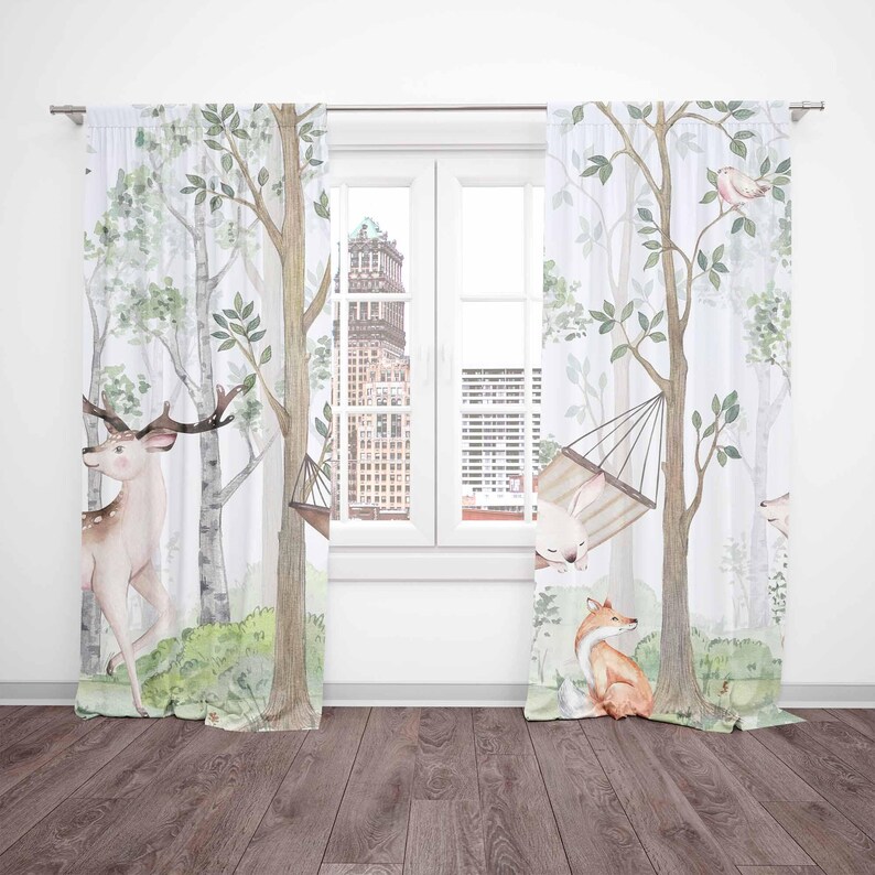 ستائر حيوانات الغابات ستائر غر - مراجعة Baby Nursery Curtains وسعره