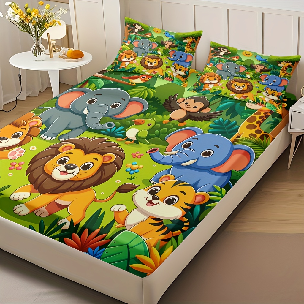 طقم ملاءات سرير بتصميم مملكة ا - مراجعة Baby Nursery Animal Theme وسعره