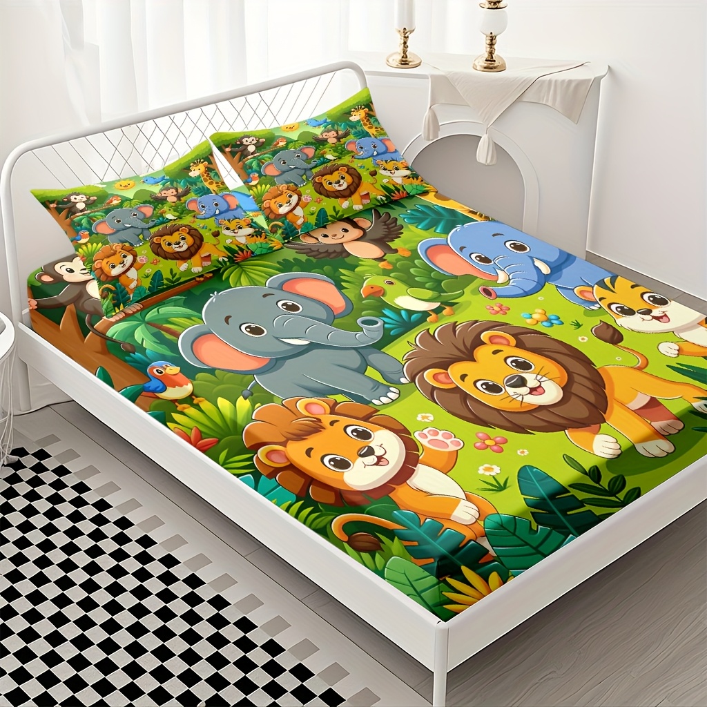 طقم ملاءات سرير بتصميم مملكة ا - مراجعة Baby Nursery Animal Theme وسعره