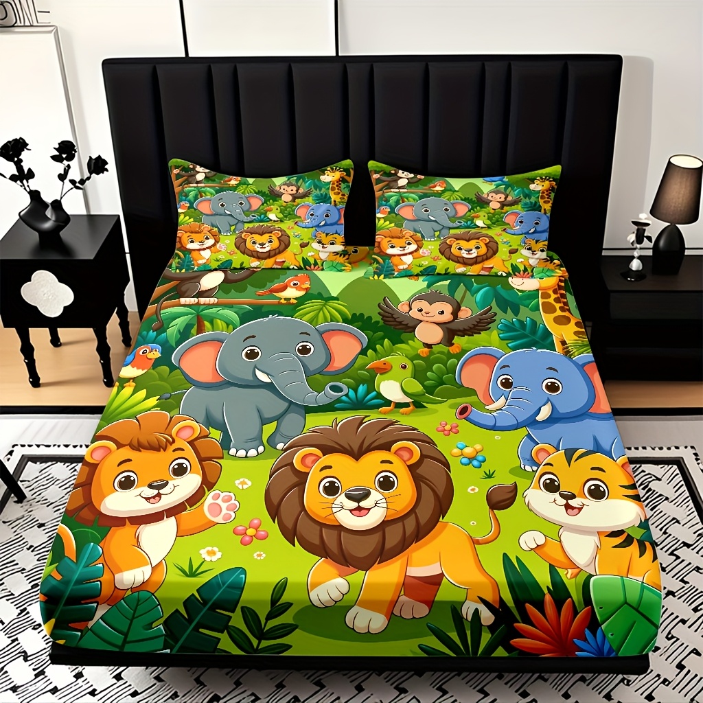 طقم ملاءات سرير بتصميم مملكة ا - مراجعة Baby Nursery Animal Theme وسعره