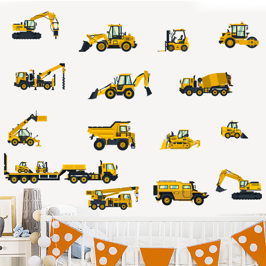 الكرتون حفارة الهندسة سيارة ال - مراجعة Baby Nursery Wall Mural وسعره