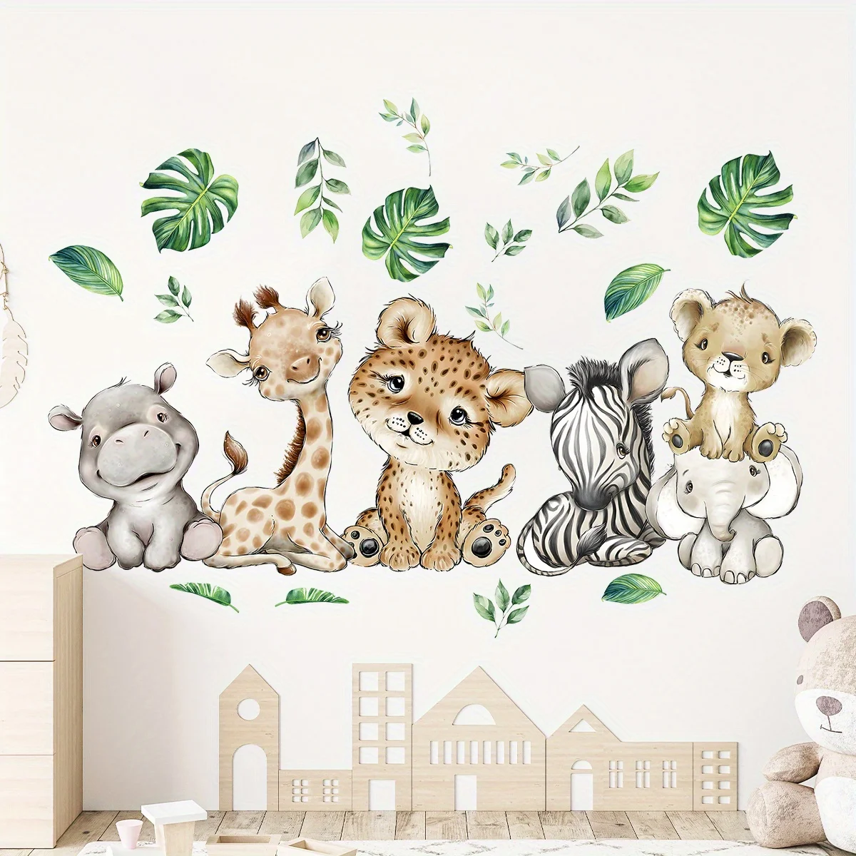 1 قطعة الكرتون لطيف فرس النهر  - مراجعة Baby Nursery Wall Mural وسعره