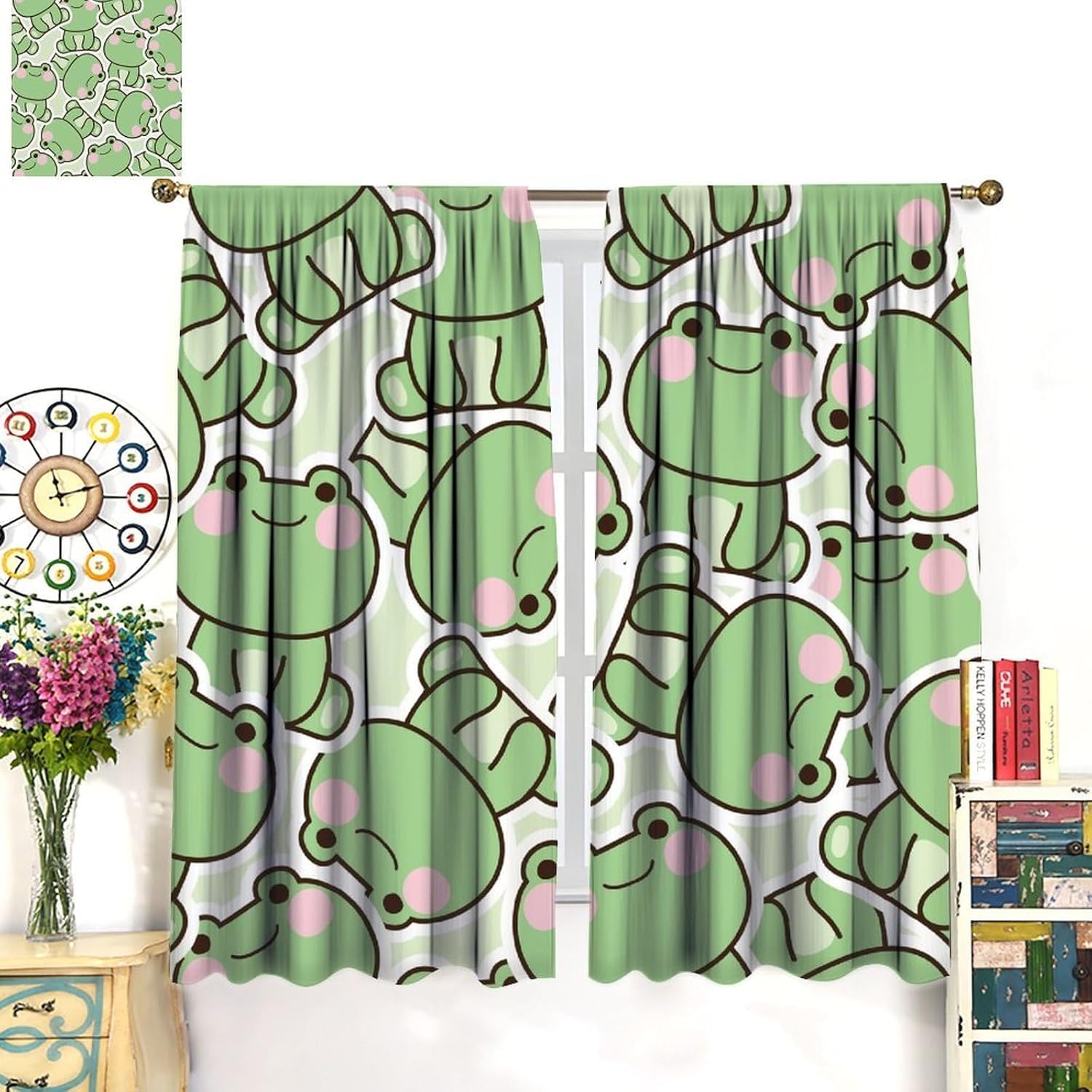 ستائر بنمط الضفدع الأخضر اللطي - مراجعة Baby Nursery Curtains وسعره