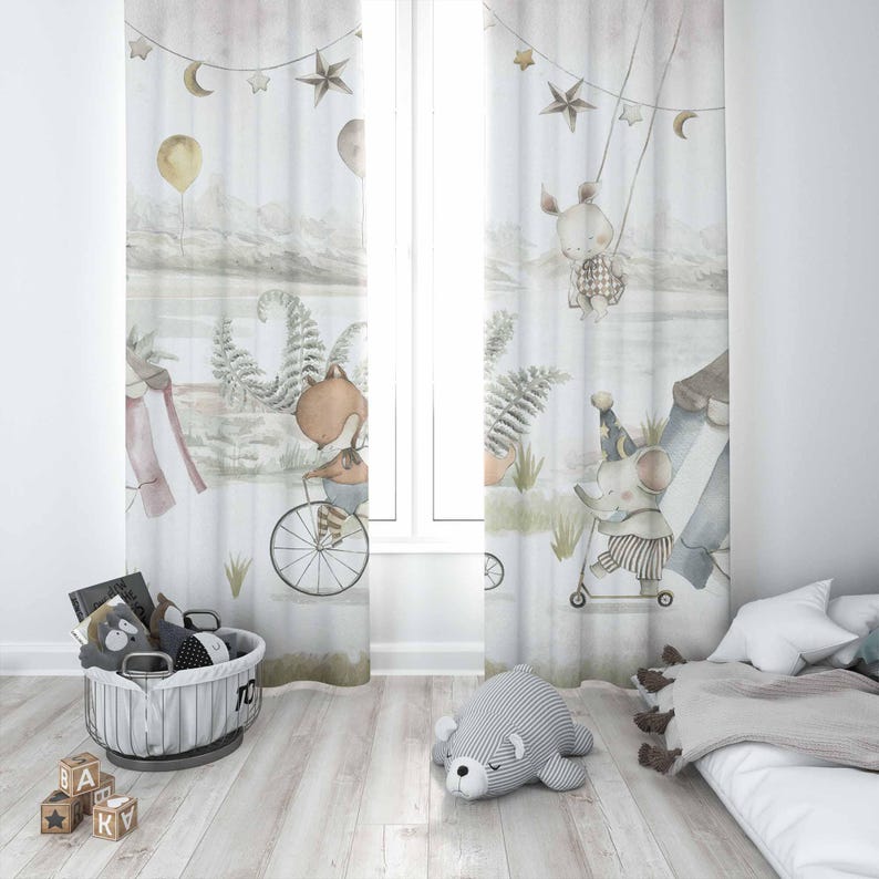 ستائر حيوانات السيرك ستائر غرف - مراجعة Baby Nursery Curtains وسعره