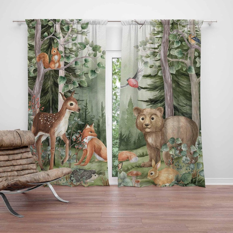 ستائر حيوانات الغابات لحضانة ا - مراجعة Baby Nursery Curtains وسعره