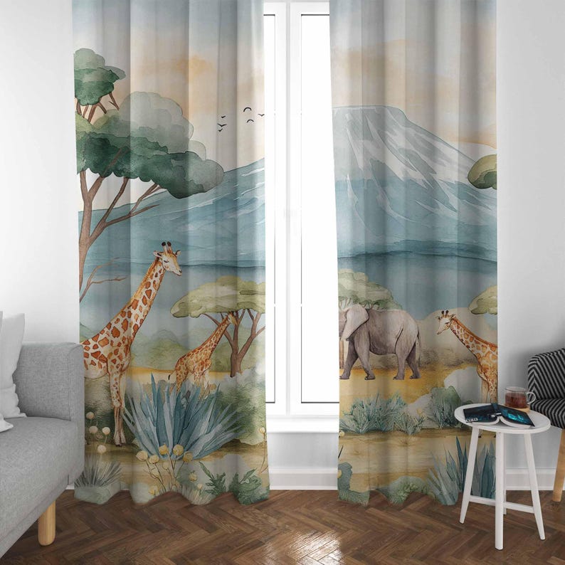 ستائر حيوانات سفاري للأطفال ست - مراجعة Baby Nursery Curtains وسعره