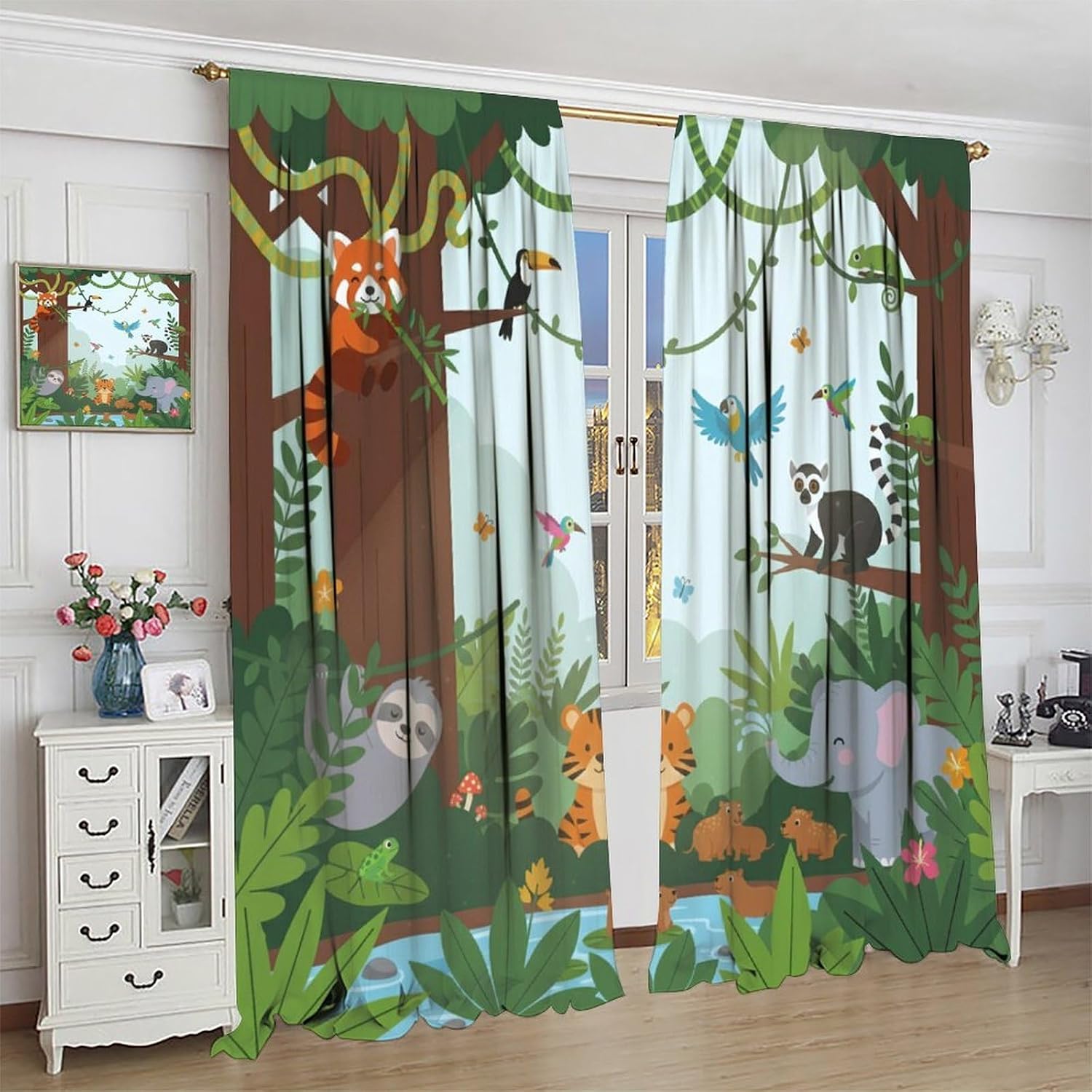 ستائر نافذة شفافة بتصميم حيوان - مراجعة Baby Nursery Curtains وسعره