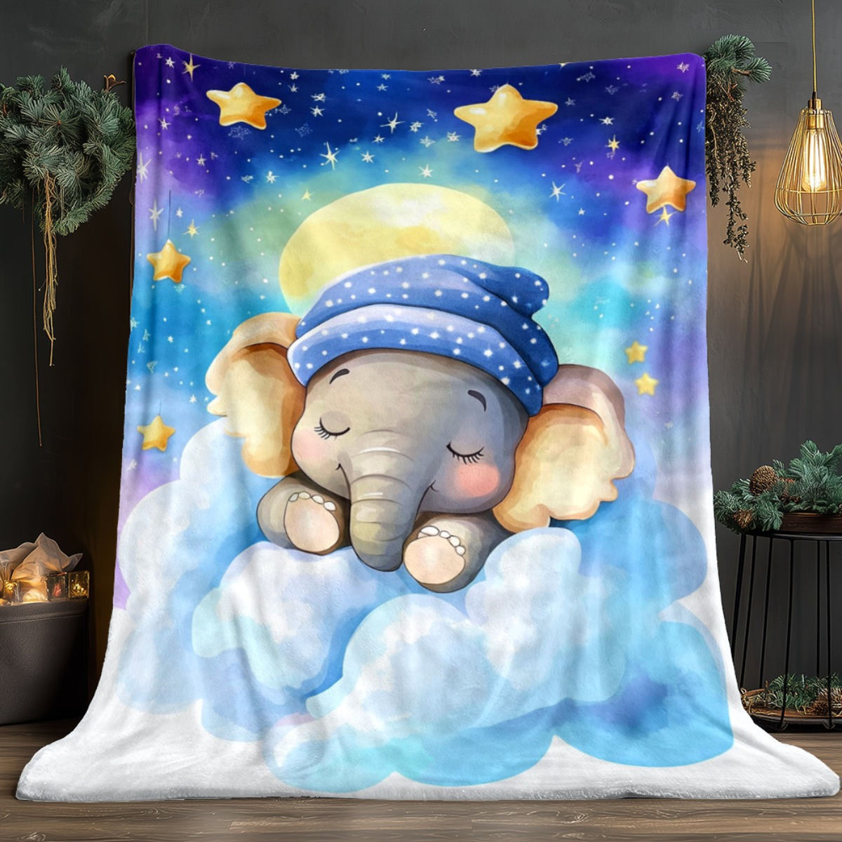النوم الطفل الفيل سحابة نجمة ل - مراجعة Baby Nursery Animal Theme وسعره