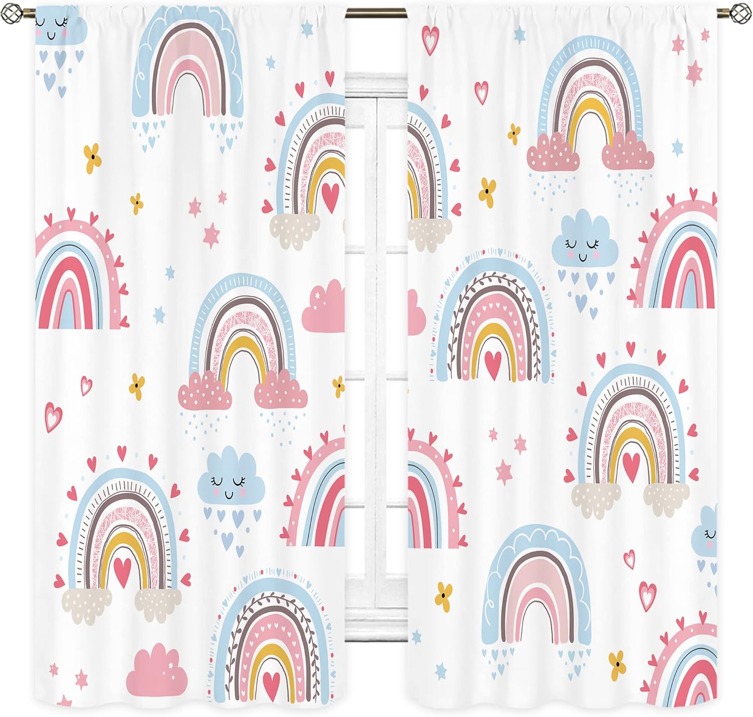 ستائر قوس قزح بوهو وردية للفتي - مراجعة Baby Nursery Curtains وسعره