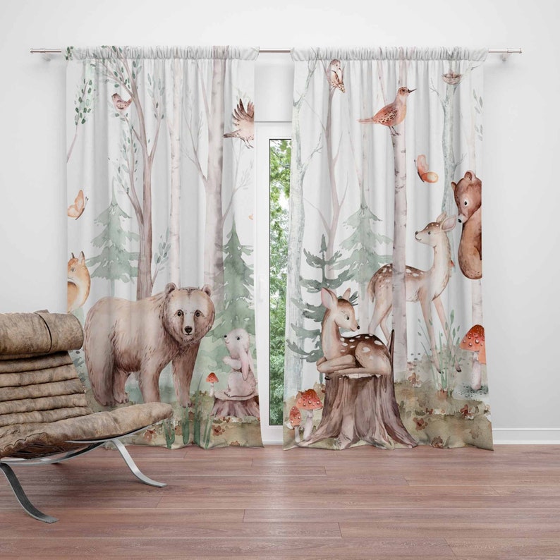 ستائر حيوانات الغابة ستائر حضا - مراجعة Baby Nursery Curtains وسعره