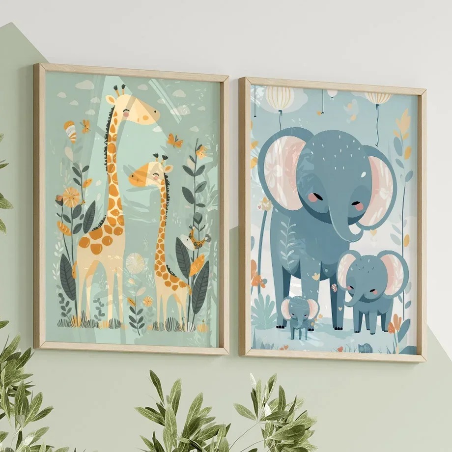 لوحة فنية جدارية للأطفال بتصمي - مراجعة Baby Nursery Giraffe وسعره