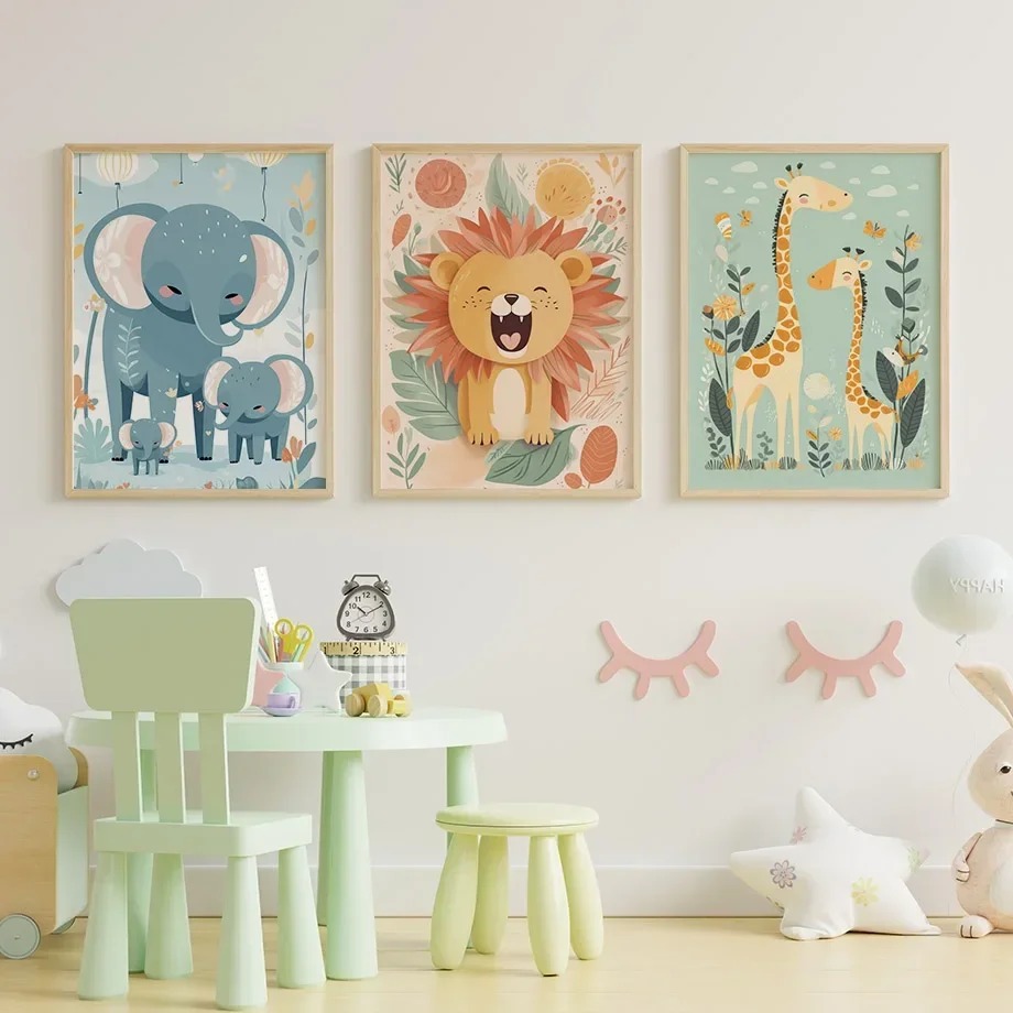 لوحة فنية جدارية للأطفال بتصمي - مراجعة Baby Nursery Giraffe وسعره
